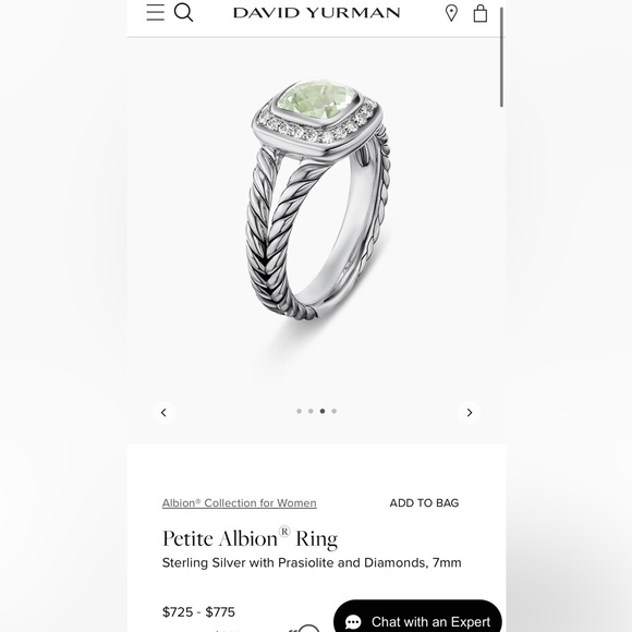 David Yurman Petite Albion Ring in Prasiolite. Size 6 - Picture 4 of 5
